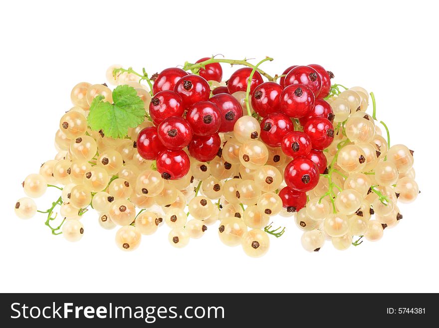 White and red currants isolated on a white background. White and red currants isolated on a white background.
