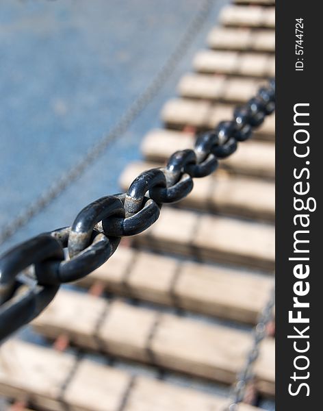 Chain against the backdrop of stairs