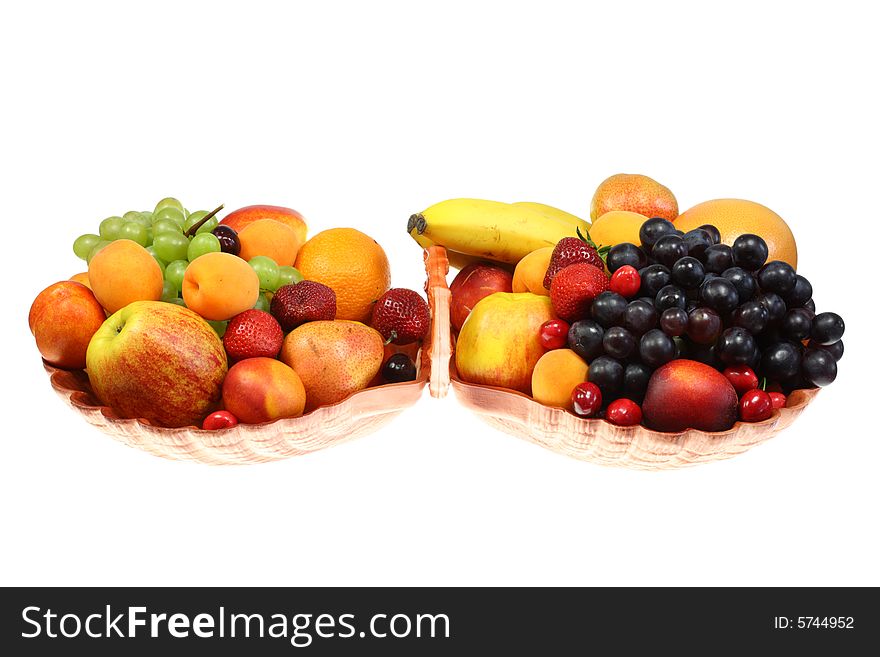 Bowl of fruits on a white background. Bowl of fruits on a white background.