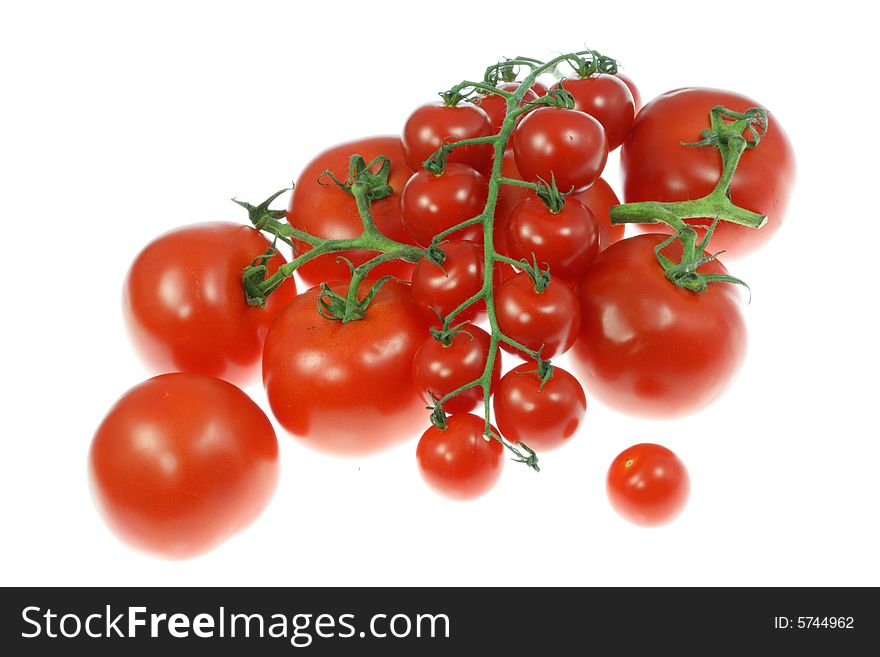 Tomatoes on white.