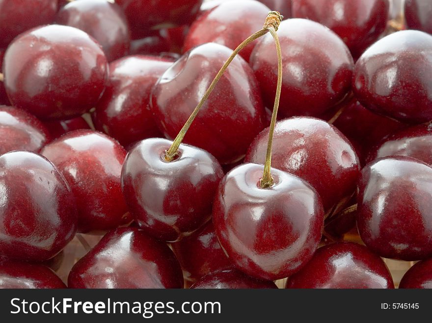 Sweet cherries, fresh fruit background. Sweet cherries, fresh fruit background