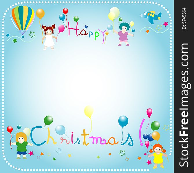 Little happy friends at Christmas; background for kids