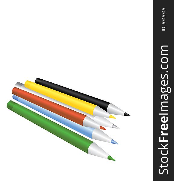 Set of pencils on a white background, vector.