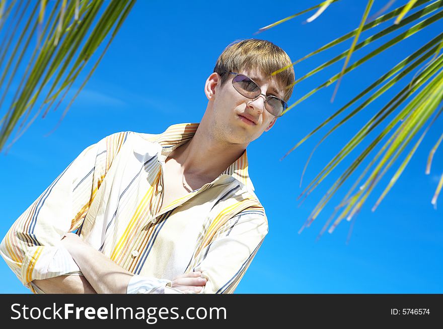 Portrait of young gorgeous male in outdoor environment. Portrait of young gorgeous male in outdoor environment