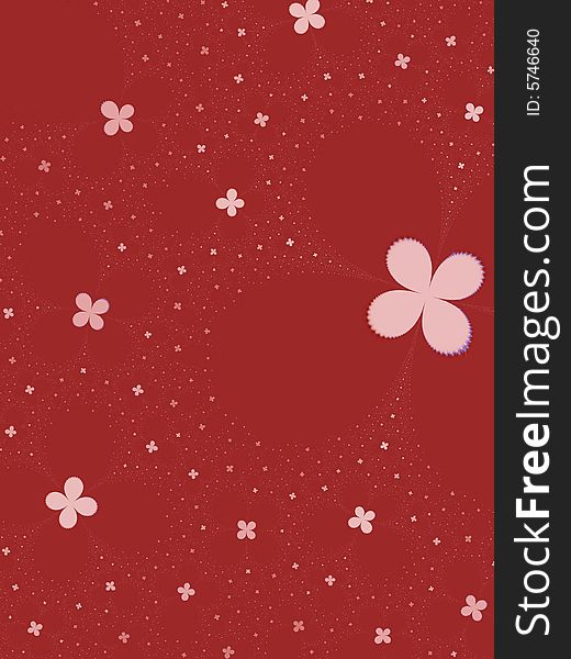 Abstract flowers on a red background