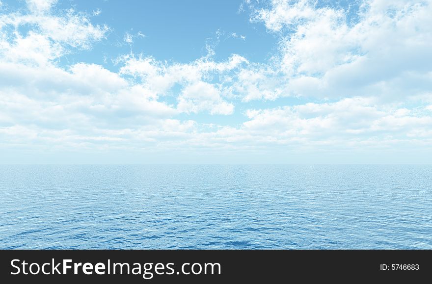 Beautiful summer seascape. 3d image. Beautiful summer seascape. 3d image