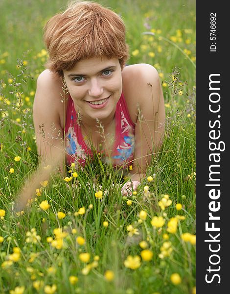 Young woman smiles and looking