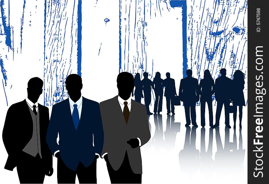 Illustration of business people, blue
