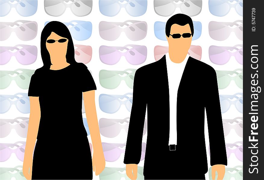 Illustration of sunglasses and people