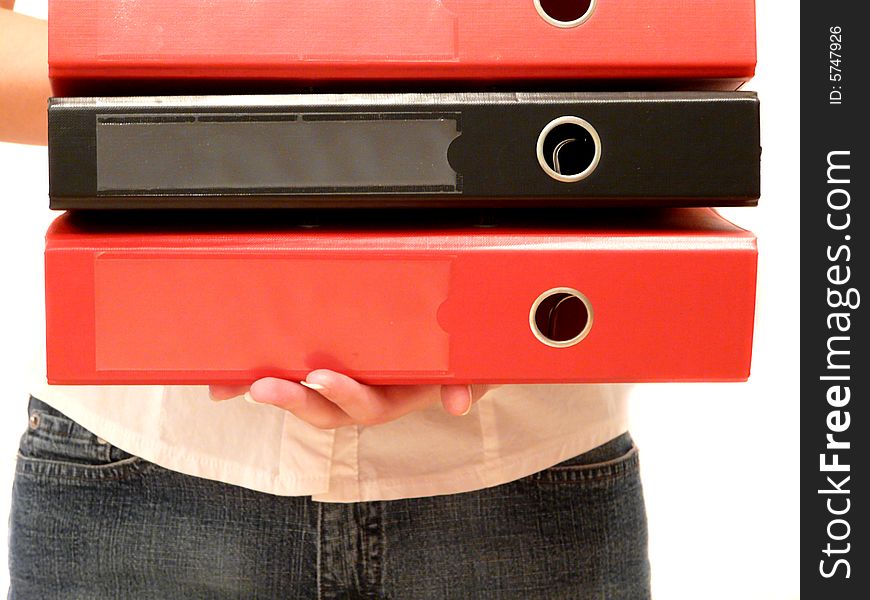 Girl with three folders in hands