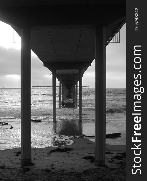 Underneath the Ocean Beach pier in San Diego, California. Underneath the Ocean Beach pier in San Diego, California.