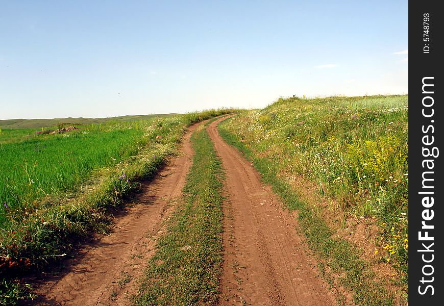 Rural scene with unpaved road