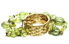 Golden Bracelet With Beads Royalty Free Stock Photo Golden Bracelet With Beads Royalty Free Stock Photo