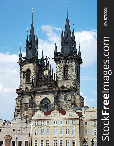 Two big tower in Prague in Czech Republic. Two big tower in Prague in Czech Republic