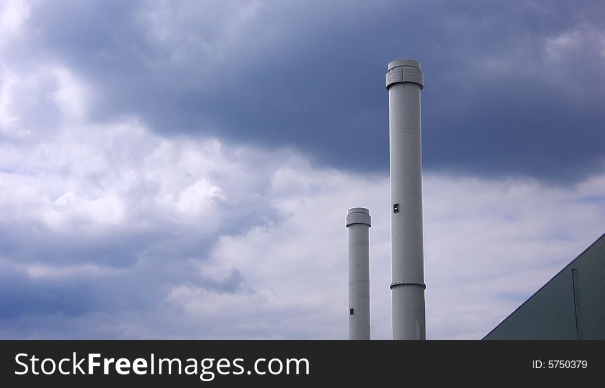 Two huge Chimneys in front of clouds. Two huge Chimneys in front of clouds