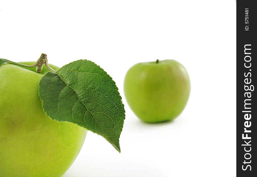 Juicy Green apple. Isolated, white background