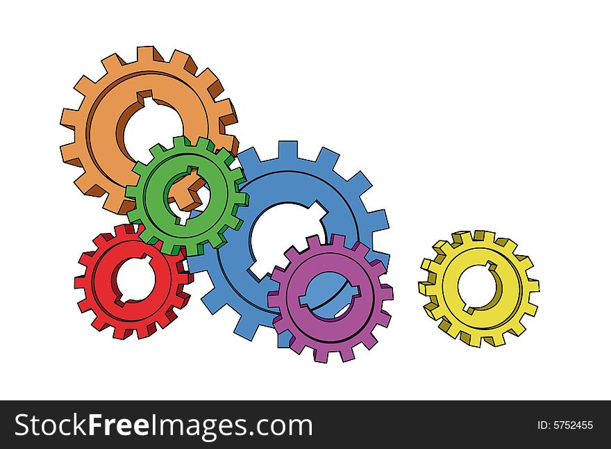 Cogwheels - business network - isolated illustration. Cogwheels - business network - isolated illustration
