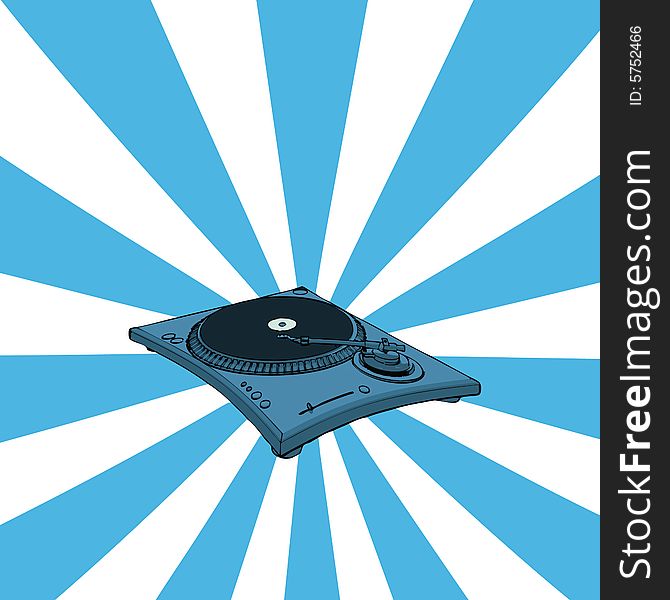 Turntable with blue retro background ( with vector eps format)