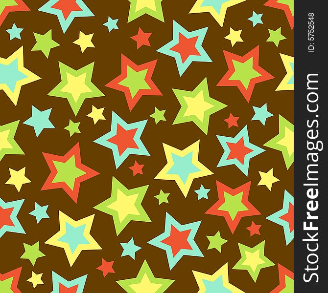 Stars illustration in bold colors on brown background. Stars illustration in bold colors on brown background