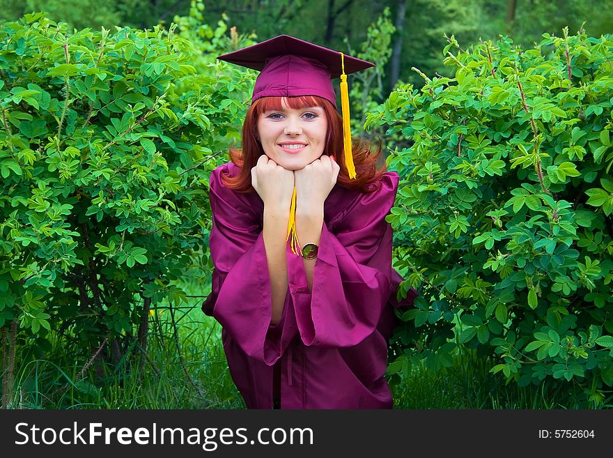 Graduand. Central park of Khabarovsk city. Celebration photosession.