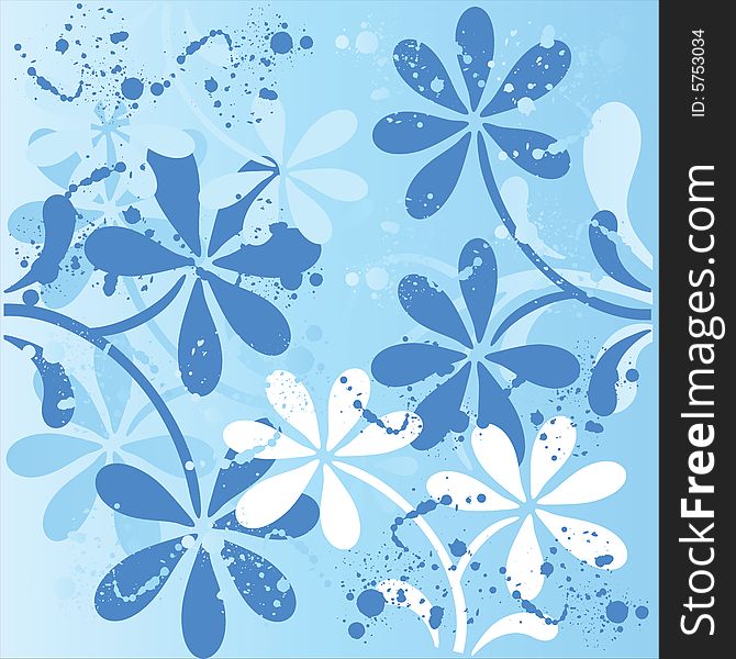 Vector illustration - fresh background with blue flowers. Vector illustration - fresh background with blue flowers