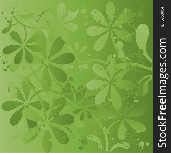 Vector illustration - fresh background with flowers in green. Vector illustration - fresh background with flowers in green