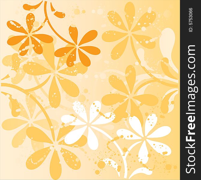 Vector illustration - fresh background with orange flowers. Vector illustration - fresh background with orange flowers