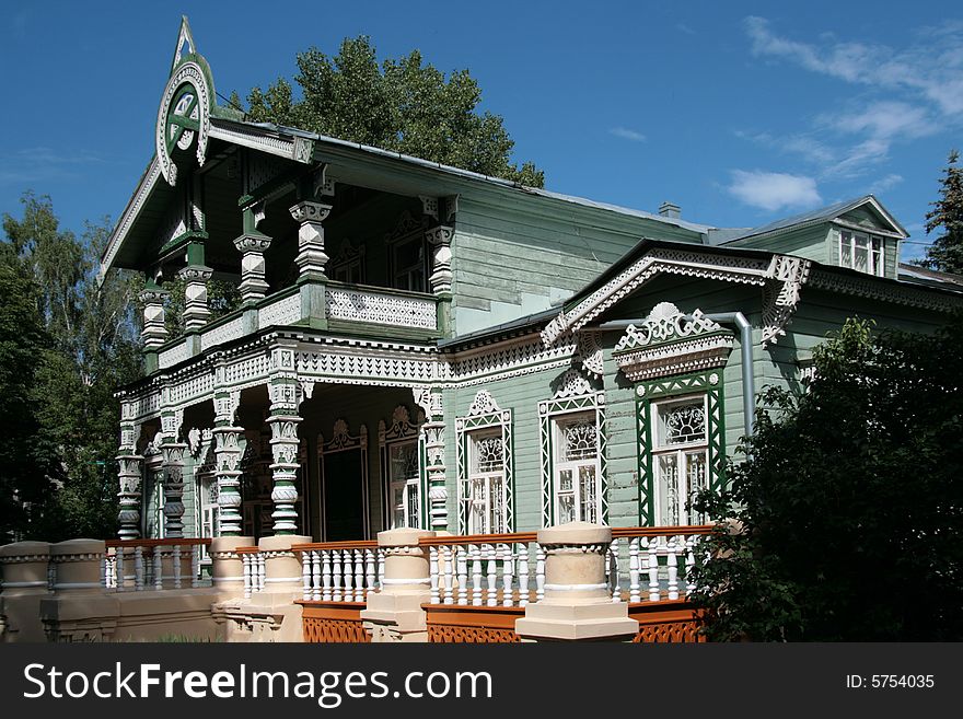 Ancient wooden building of 19 centuries. An example of style of architecture