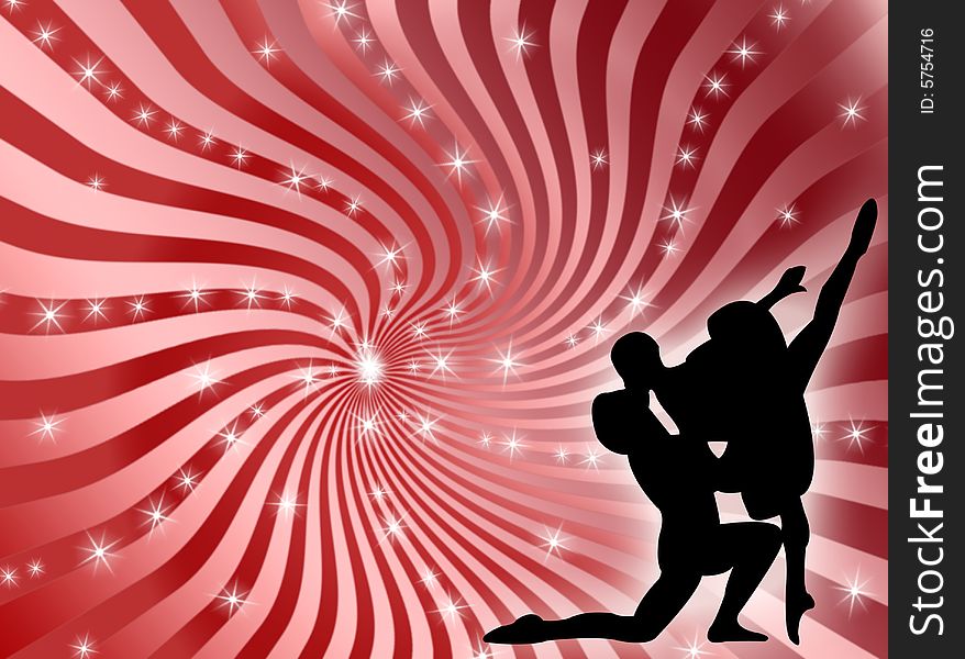 Man and woman and classical dancing in the stars