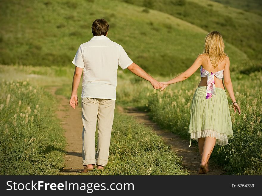 Young married couple on the walk. Young married couple on the walk