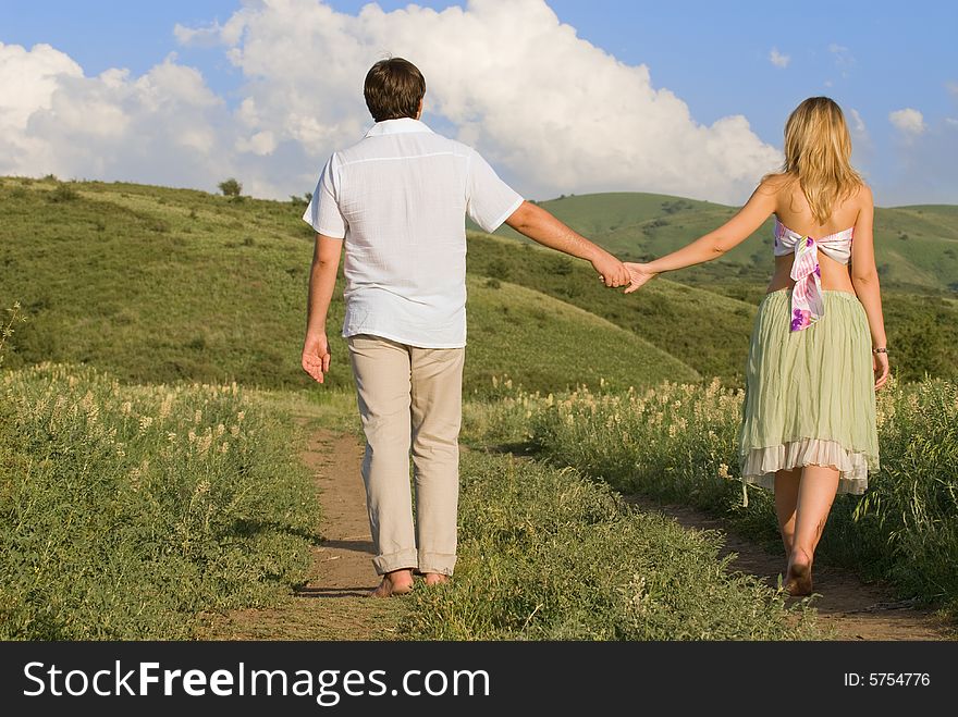 Young married couple on the walk. Young married couple on the walk