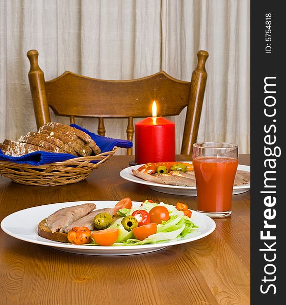 Served table with candle