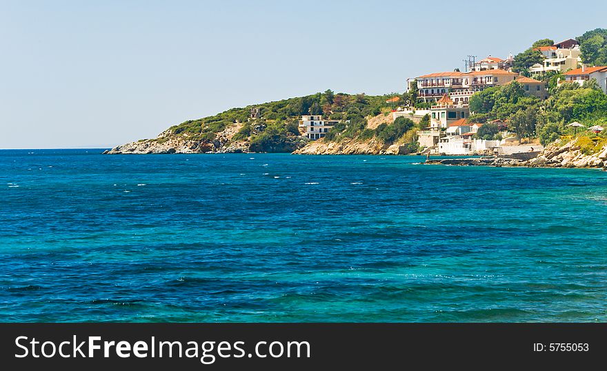 Village on a Beach. Samos Island, Greece.