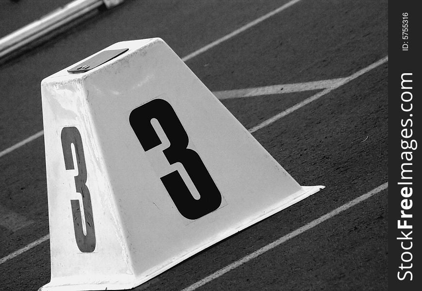 Number block on athletic running track. Number block on athletic running track