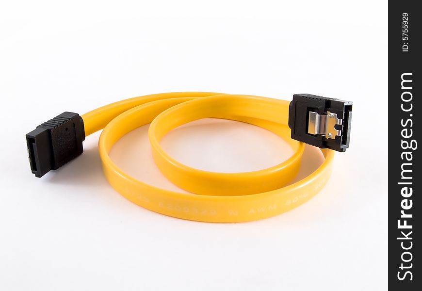 Yellow computer sata cable for connect drive