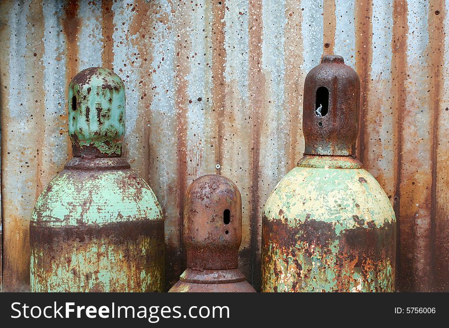 Rusty acetylene and oxygen tanks