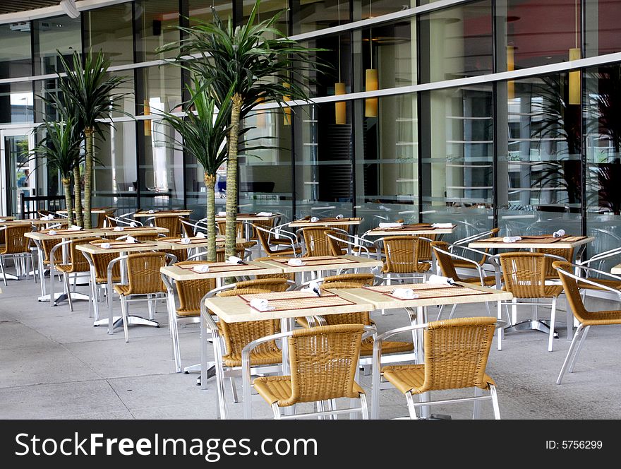 View of an outside restaurant setting