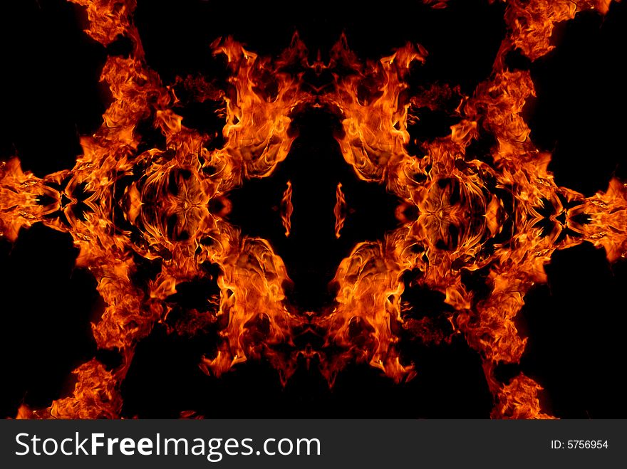 Flame cross fractal isolated on black