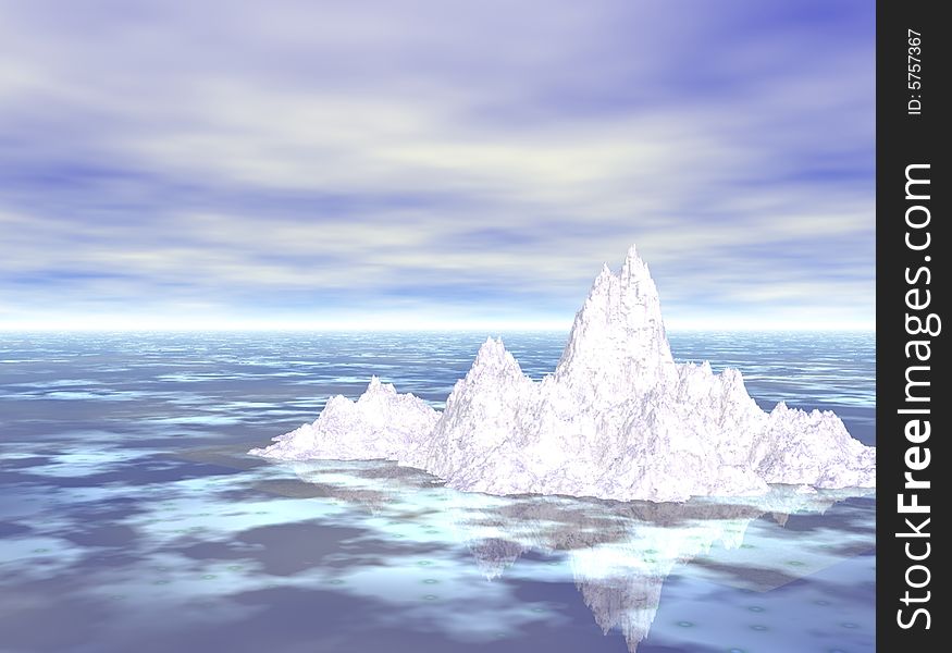 Illustration of an iceberg at sea.