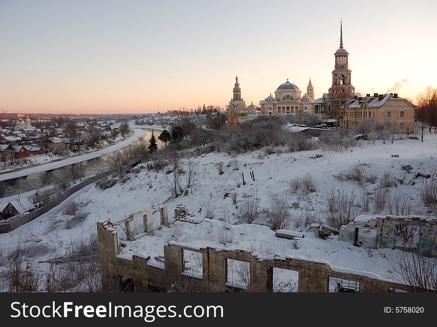 Old Russian monastery in Torzhok town. Old Russian monastery in Torzhok town