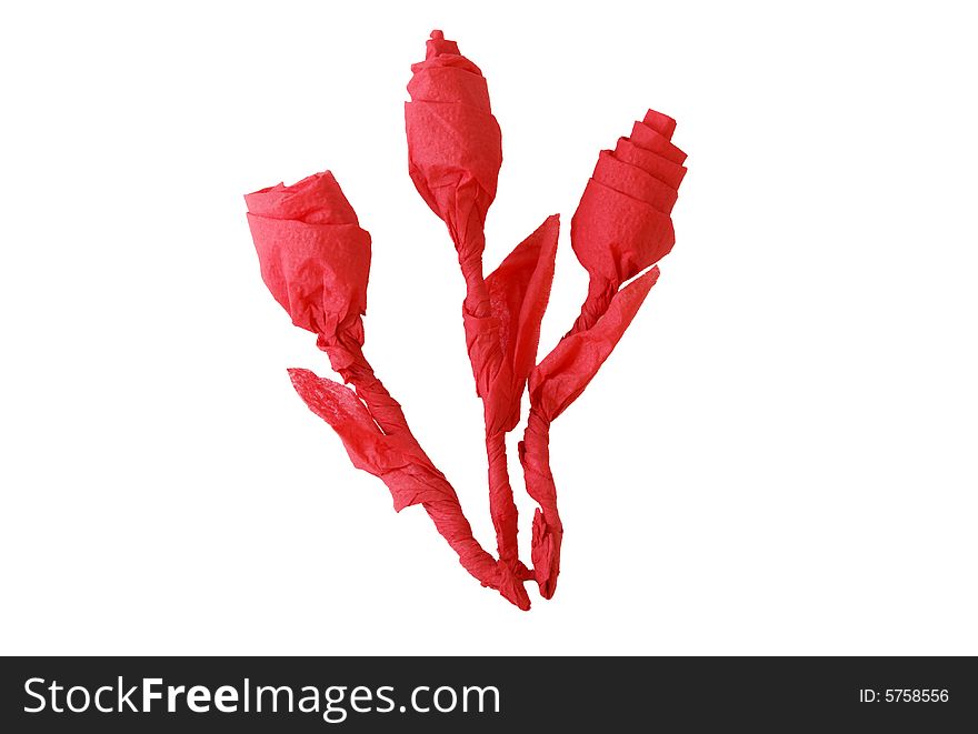 Paper flowers on a white background