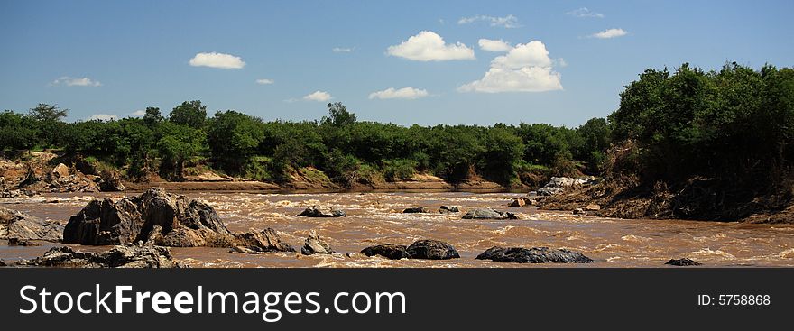 Panoramic view of Mara River Kenya Africa