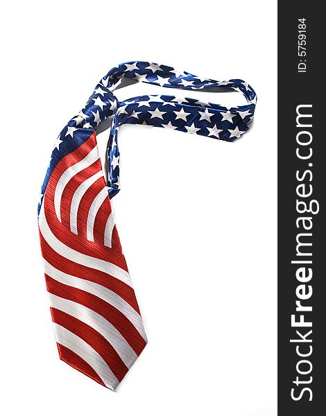 US flag necktie isolated on white background