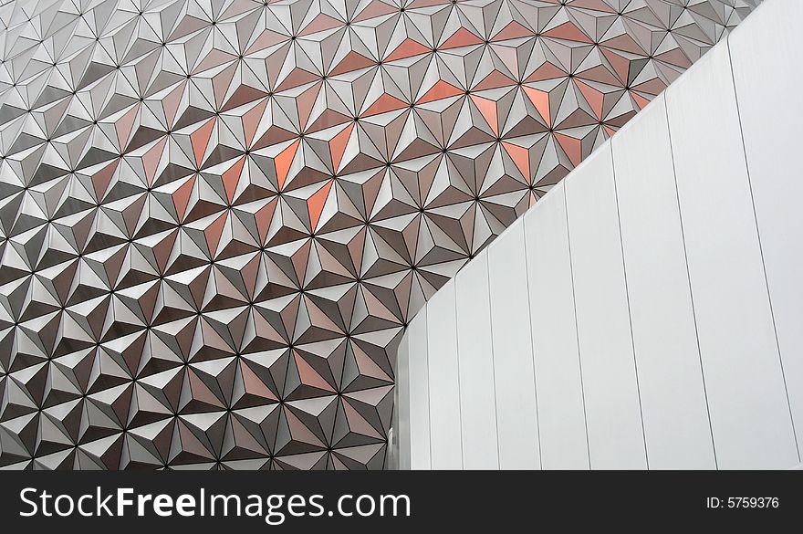 Architecture abstract with orange light on the ball