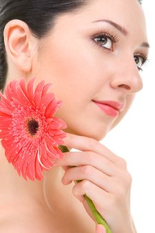 Woman With Gerber Flower Royalty Free Stock Photography Woman With Gerber Flower Royalty Free Stock Photography