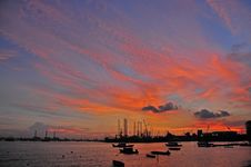 Sunset, Cloud And Boat At The Seaside Royalty Free Stock Photo Sunset, Cloud And Boat At The Seaside Royalty Free Stock Photo