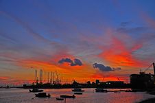 Sunset, Cloud And Boat At The Seaside Stock Photography Sunset, Cloud And Boat At The Seaside Stock Photography