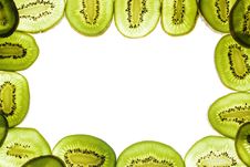 Sliced Kiwi On White, Frame Royalty Free Stock Photos Sliced Kiwi On White, Frame Royalty Free Stock Photos