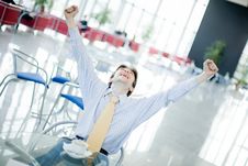 Young Happy Man At The Table Stock Images Young Happy Man At The Table Stock Images