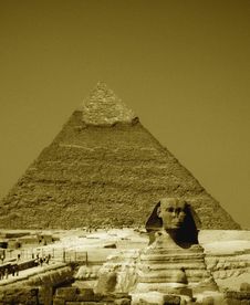 Sphinx And Pyramid Stock Images